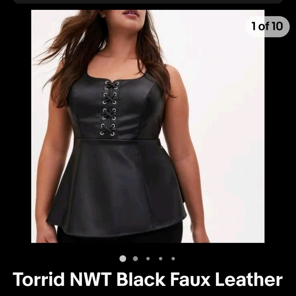 Torrid PU Leather Peplum Top  Plus size 16-18